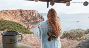 girl looking at cliff