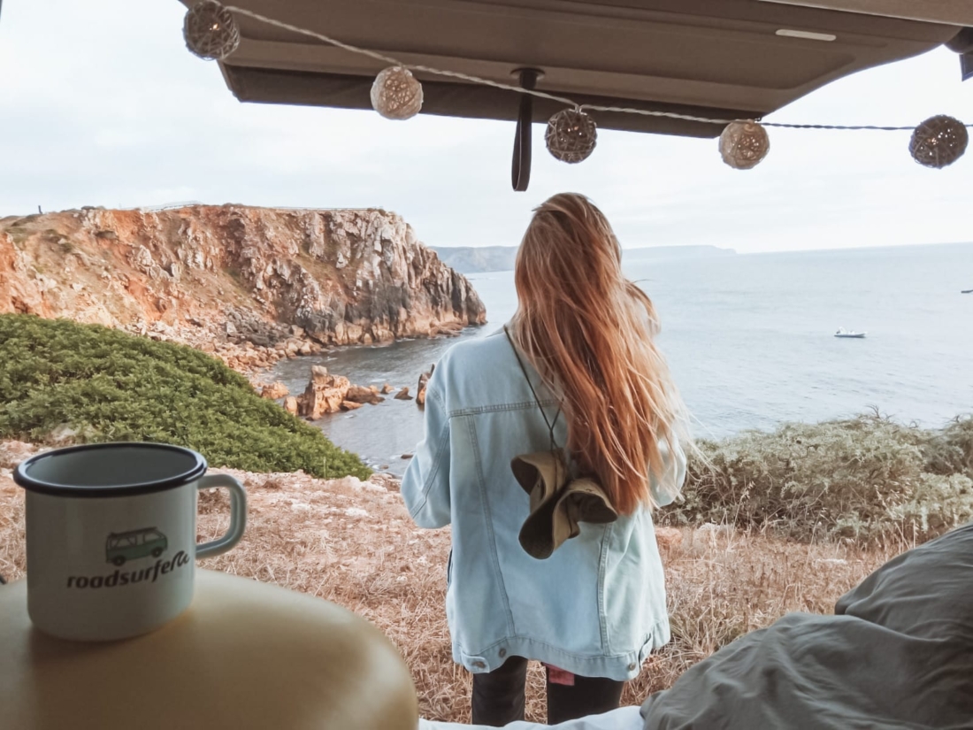 girl looking at cliff