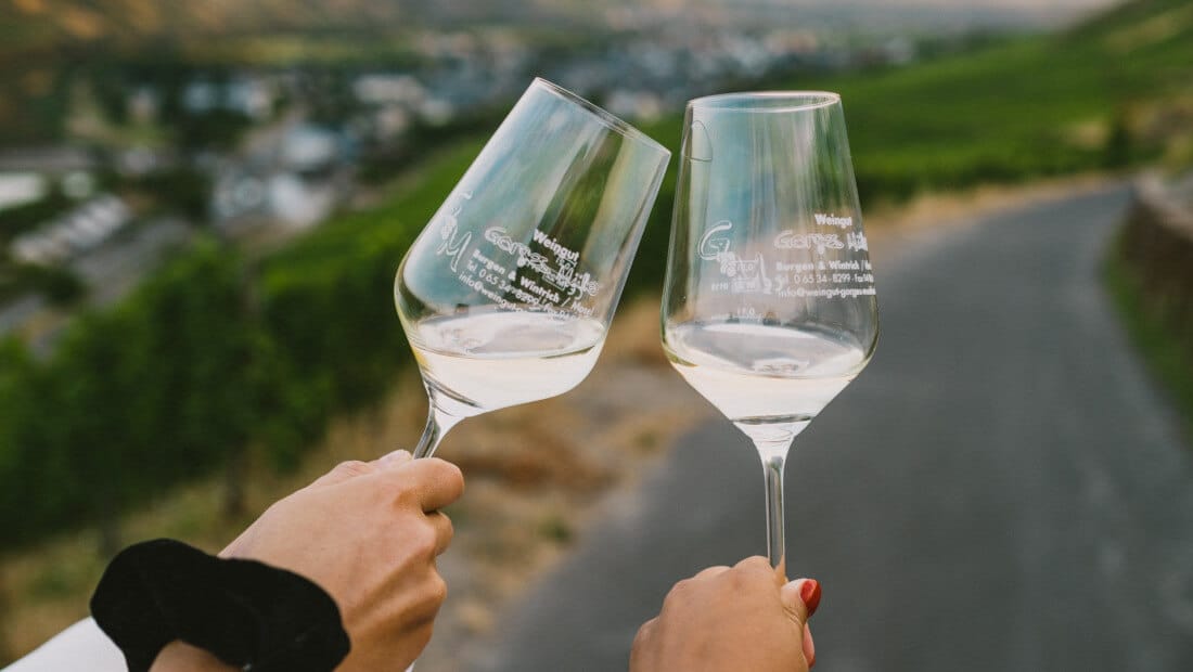 Wine glasses in the wineyards