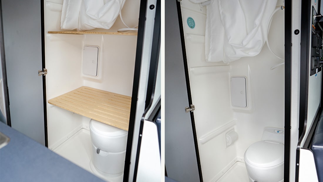 Horizon Hopper campervan interior view of the toilet