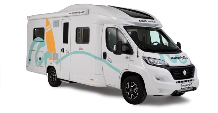 roadsurfer camper castle motorhome from the side view