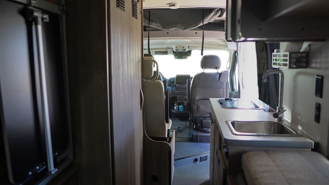 Roadsurfer Motorhome Liberty Lodge inside view back to front