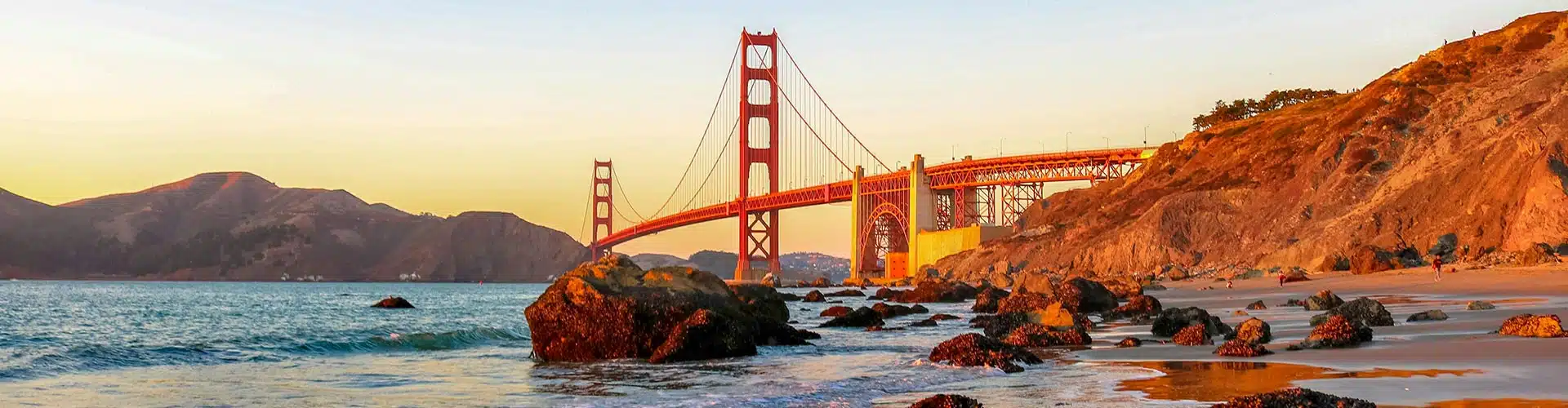 Golden Gate Bridge in San Francisco at sunset